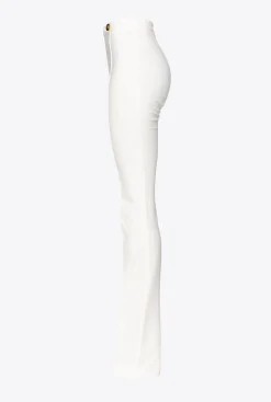 Tailleurs Et Ensembles|PINKO Pantalon Flare A Boutons Blanc-Blanche-Neige