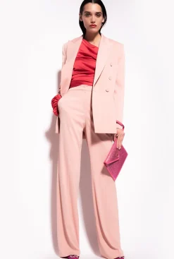 Tailleurs Et Ensembles|PINKO Pantalon Flare Brillant Rose - Camee