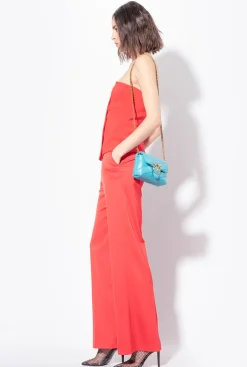 Tailleurs Et Ensembles|PINKO Pantalon Flare Brillant Rouge Formule 1