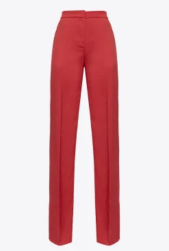 Tailleurs Et Ensembles|PINKO Pantalon Flare Brillant Rouge Formule 1