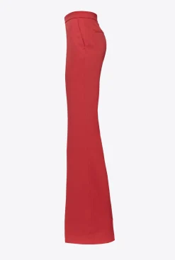 Tailleurs Et Ensembles|PINKO Pantalon Flare Brillant Rouge Formule 1