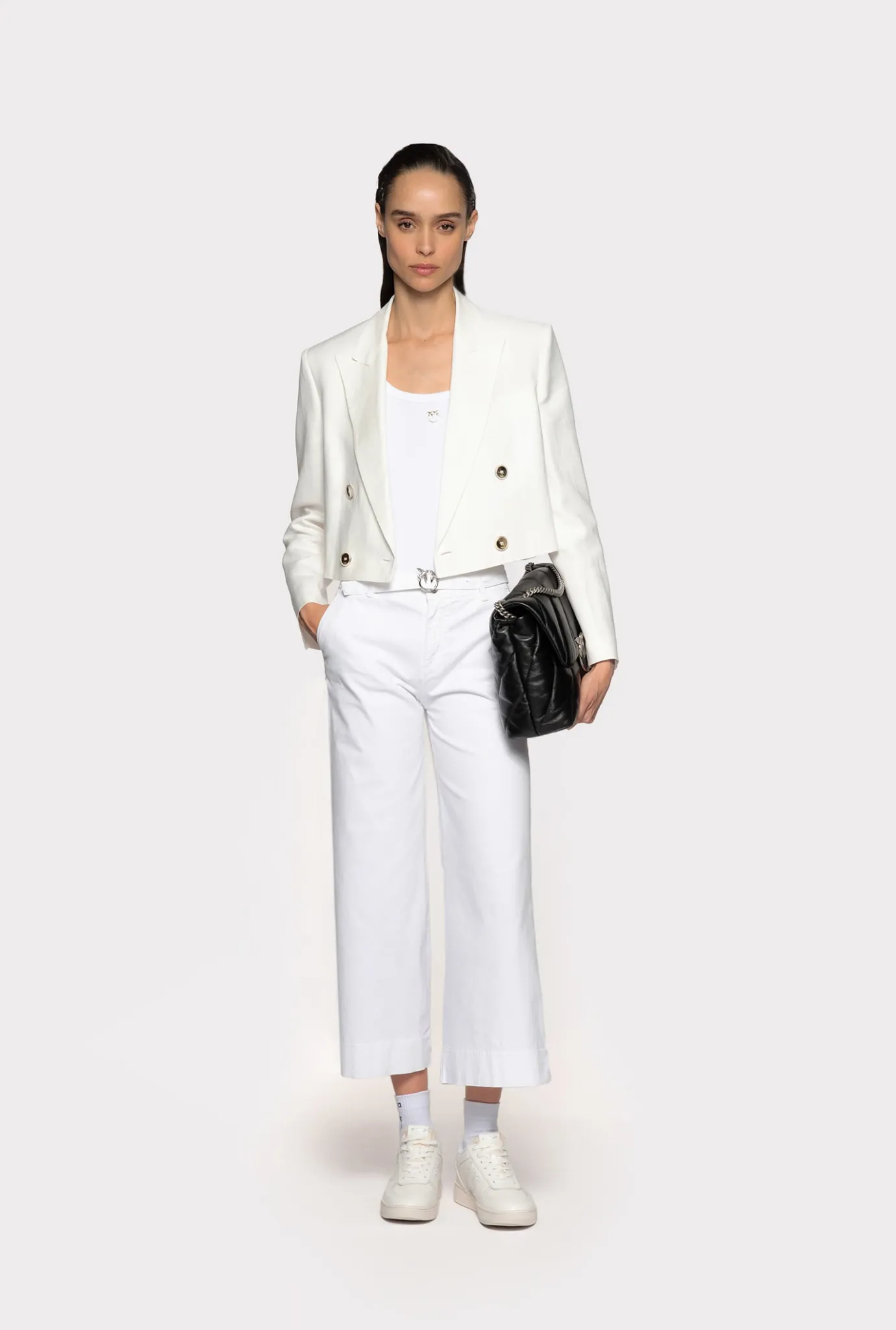 Jeans|PINKO Pantalon Flare Ceinture Blanc Brill.