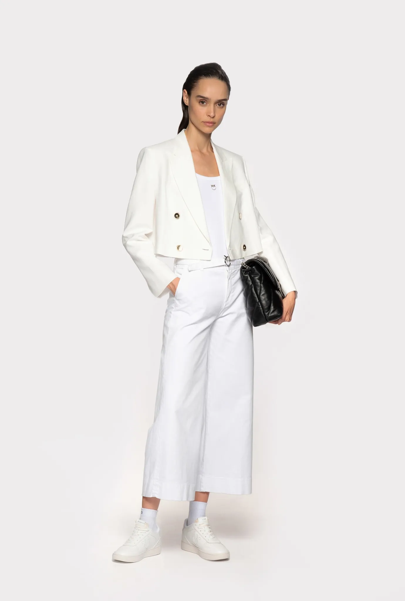 Jeans|PINKO Pantalon Flare Ceinture Blanc Brill.