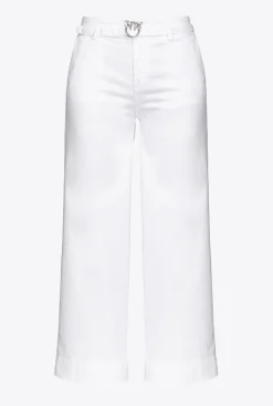 Jeans|PINKO Pantalon Flare Ceinture Blanc Brill.