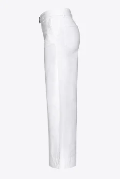 Jeans|PINKO Pantalon Flare Ceinture Blanc Brill.