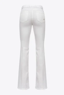 Jeans|PINKO Pantalon Flare En Bull De Coton Blanc Brill.