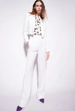 Tailleurs Et Ensembles|PINKO Pantalon Flare En Crepe De Polyester Blanc Lait