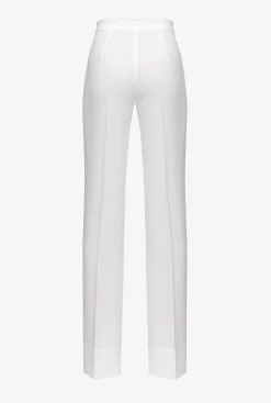 Tailleurs Et Ensembles|PINKO Pantalon Flare En Crepe De Polyester Blanc Lait