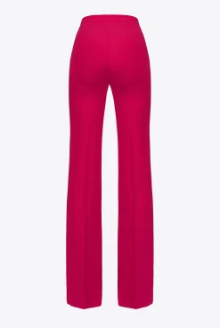 Tailleurs Et Ensembles|PINKO Pantalon Flare En Tissu Technique Stretch Rouge Framboise