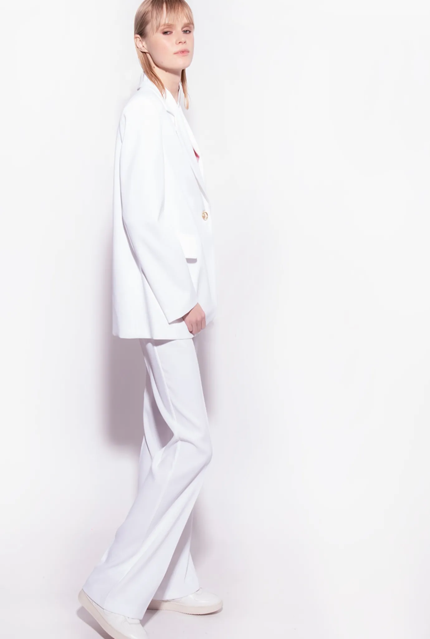 Tailleurs Et Ensembles|PINKO Pantalon Flare Stretch Blanc Nimbus
