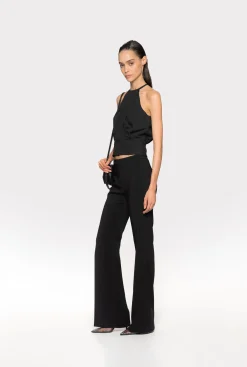 Tailleurs Et Ensembles|PINKO Pantalon Flare Stretch Noir Limousine