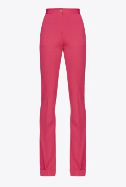 Tailleurs Et Ensembles|PINKO Pantalon Flare Taille Haute Rouge Framboise