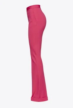 Tailleurs Et Ensembles|PINKO Pantalon Flare Taille Haute Rouge Framboise