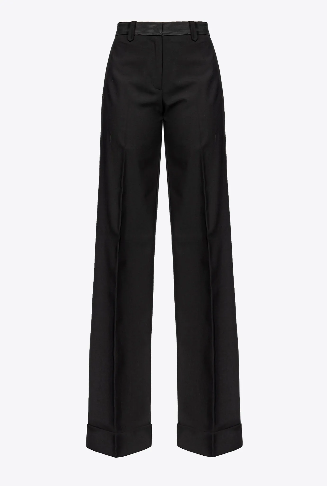 Tailleurs Et Ensembles|PINKO Pantalon Large En Satin Noir Limousine