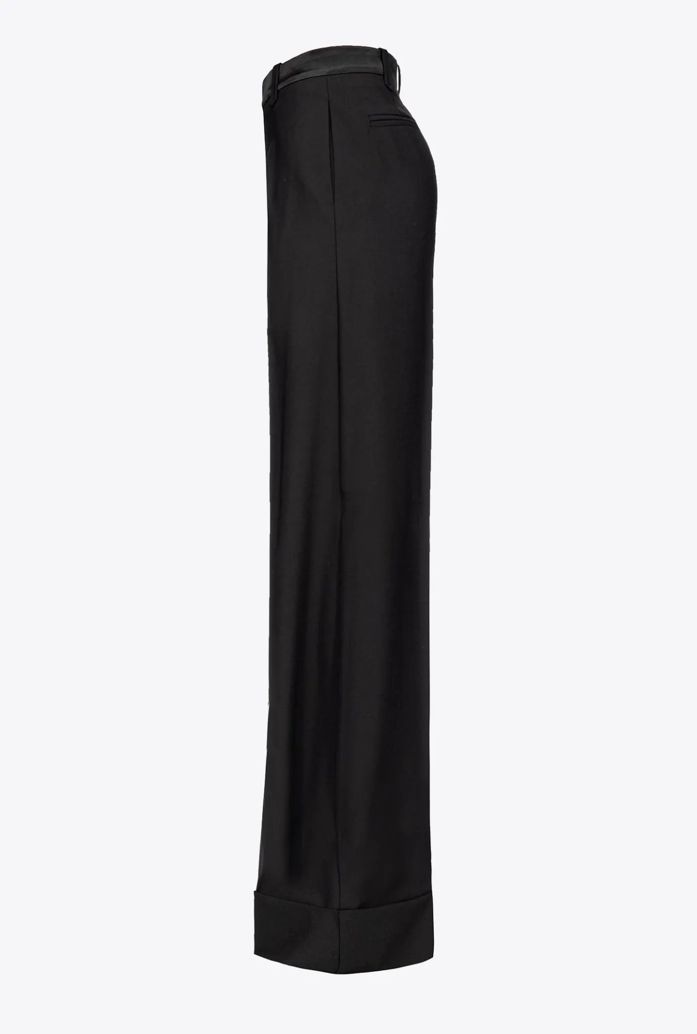 Tailleurs Et Ensembles|PINKO Pantalon Large En Satin Noir Limousine