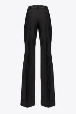 Tailleurs Et Ensembles|PINKO Pantalon Large En Satin Noir Limousine