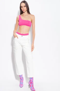 Jeans|PINKO Pantalon Mom Fit Dechire Blanc Brill.