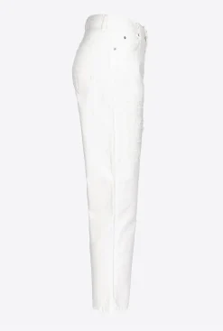 Jeans|PINKO Pantalon Mom Fit Dechire Blanc Brill.