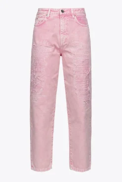 Jeans|PINKO Pantalon Mom Fit Dechire Rose Clair