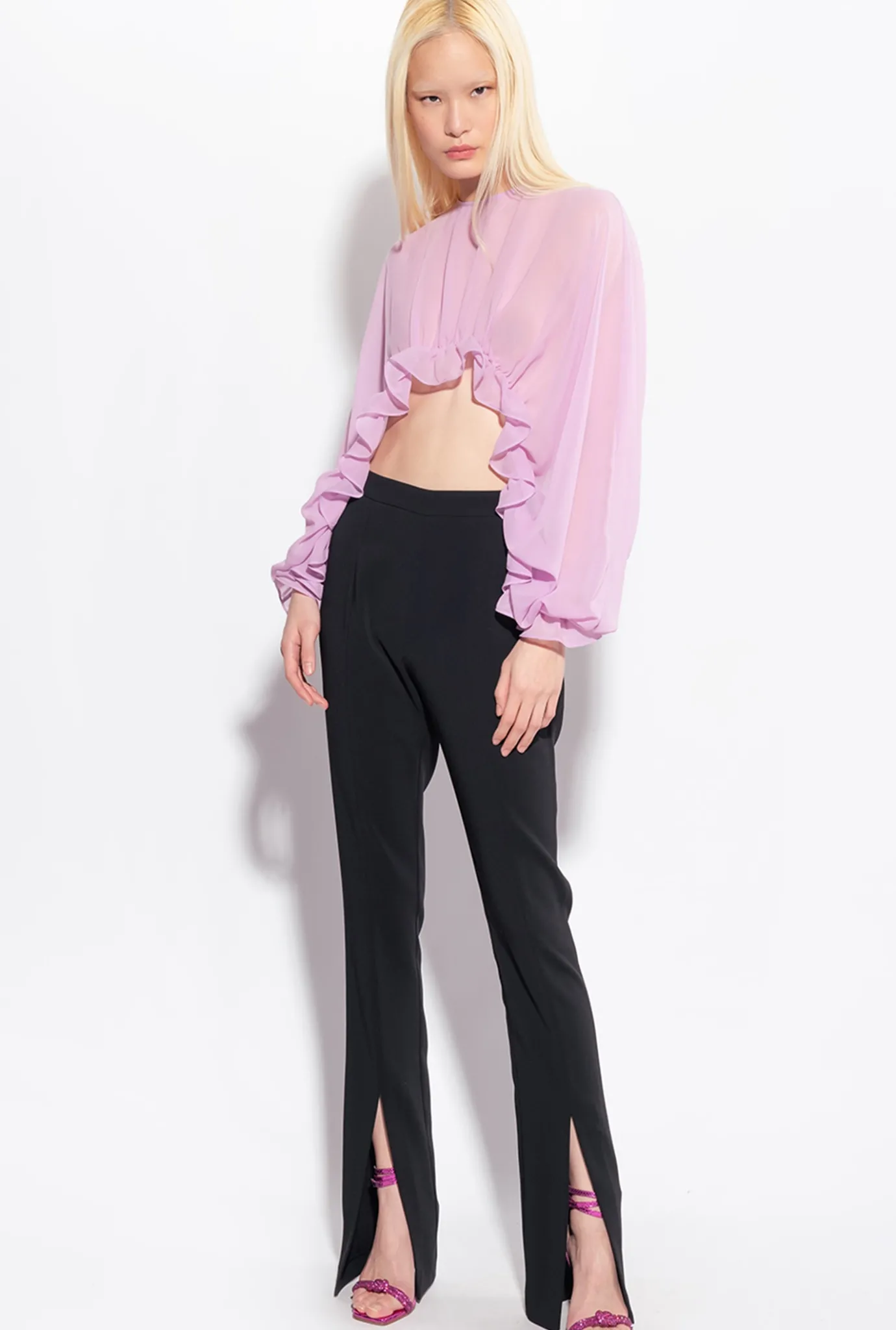 Tailleurs Et Ensembles|PINKO Pantalon Moulant Fendu En Bas Noir Limousine
