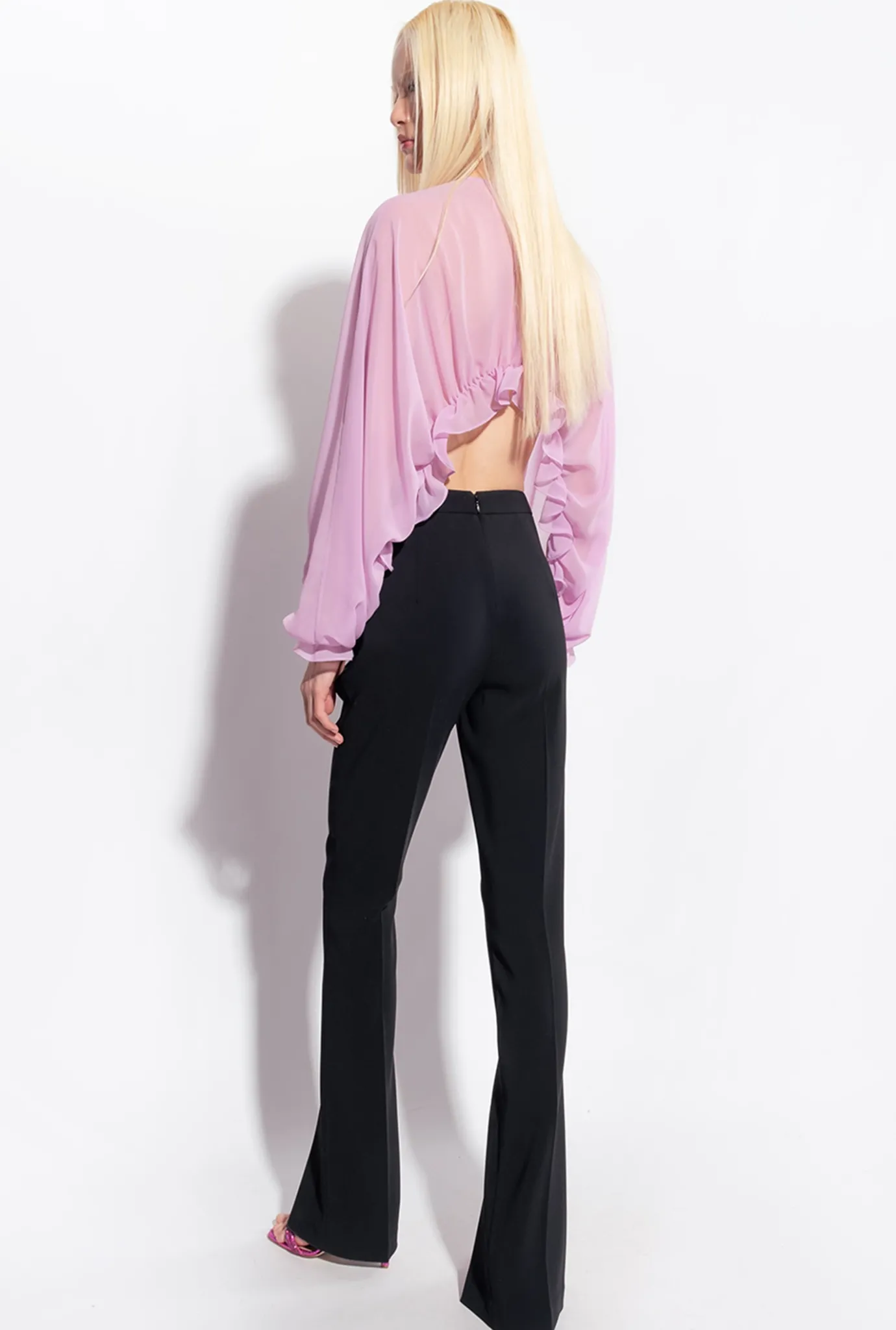 Tailleurs Et Ensembles|PINKO Pantalon Moulant Fendu En Bas Noir Limousine