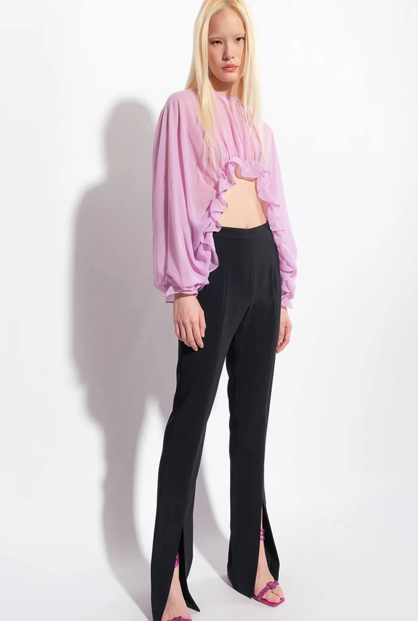 Tailleurs Et Ensembles|PINKO Pantalon Moulant Fendu En Bas Noir Limousine