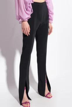Tailleurs Et Ensembles|PINKO Pantalon Moulant Fendu En Bas Noir Limousine