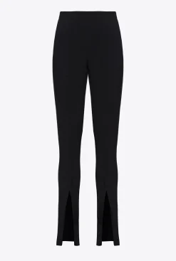 Tailleurs Et Ensembles|PINKO Pantalon Moulant Fendu En Bas Noir Limousine