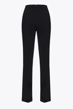 Tailleurs Et Ensembles|PINKO Pantalon Moulant Fendu En Bas Noir Limousine