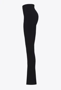Tailleurs Et Ensembles|PINKO Pantalon Moulant Fendu En Bas Noir Limousine