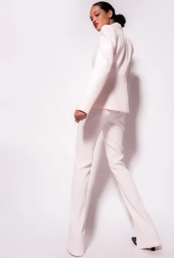 Tailleurs Et Ensembles|PINKO Pantalon Moulant Fendu En Bas Rose Nuage