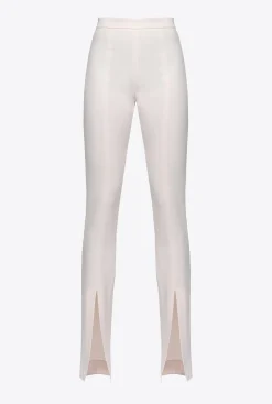 Tailleurs Et Ensembles|PINKO Pantalon Moulant Fendu En Bas Rose Nuage