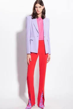 Tailleurs Et Ensembles|PINKO Pantalon Moulant Fendu En Bas Rouge Formule 1