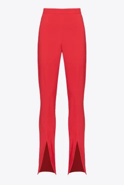 Tailleurs Et Ensembles|PINKO Pantalon Moulant Fendu En Bas Rouge Formule 1