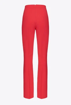 Tailleurs Et Ensembles|PINKO Pantalon Moulant Fendu En Bas Rouge Formule 1