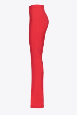 Tailleurs Et Ensembles|PINKO Pantalon Moulant Fendu En Bas Rouge Formule 1