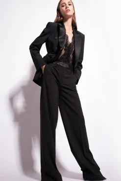 Tailleurs Et Ensembles|PINKO Pantalon Palazzo Ample Noir Limousine