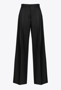 Tailleurs Et Ensembles|PINKO Pantalon Palazzo Ample Noir Limousine