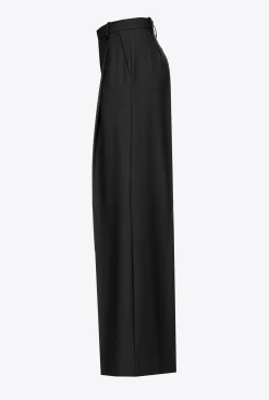 Tailleurs Et Ensembles|PINKO Pantalon Palazzo Ample Noir Limousine