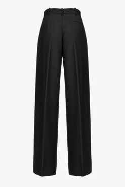 Tailleurs Et Ensembles|PINKO Pantalon Palazzo Ample Noir Limousine