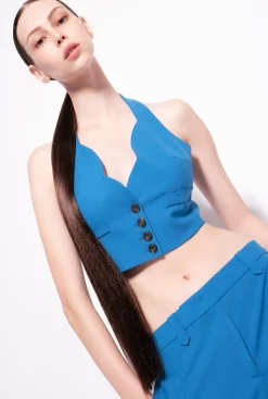 Tailleurs Et Ensembles|PINKO Pantalon Palazzo Taille Haute Bleu Directoire