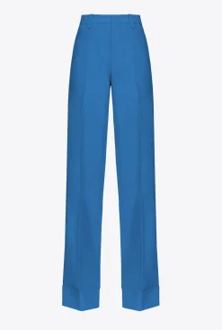 Tailleurs Et Ensembles|PINKO Pantalon Palazzo Taille Haute Bleu Directoire