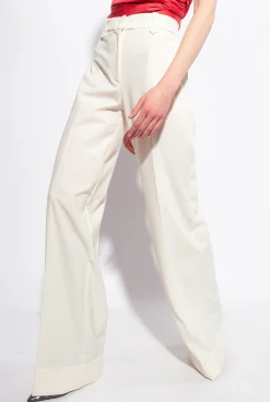 Tailleurs Et Ensembles|PINKO Pantalon Palazzo Taille Haute Blanc-Glace A La Vanille