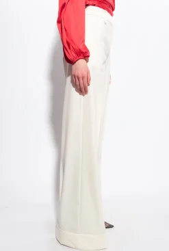 Tailleurs Et Ensembles|PINKO Pantalon Palazzo Taille Haute Blanc-Glace A La Vanille