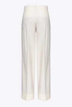 Tailleurs Et Ensembles|PINKO Pantalon Palazzo Taille Haute Blanc-Glace A La Vanille