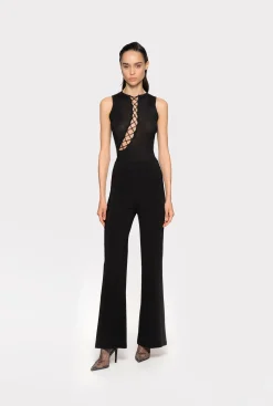 Tailleurs Et Ensembles|PINKO Pantalon Pattes D'Elephant Noir Limousine