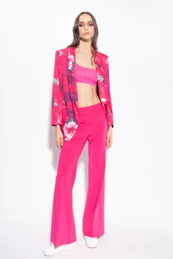 Tailleurs Et Ensembles|PINKO Pantalon Pattes D'Elephant Rouge Framboise