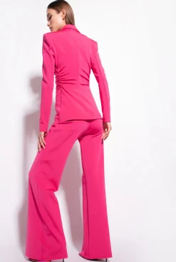 Tailleurs Et Ensembles|PINKO Pantalon Pattes D'Elephant Rouge Framboise