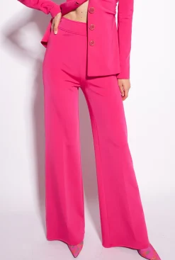 Tailleurs Et Ensembles|PINKO Pantalon Pattes D'Elephant Rouge Framboise