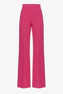 Tailleurs Et Ensembles|PINKO Pantalon Pattes D'Elephant Rouge Framboise